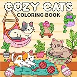 Cozy Cat: Coloring Book  Bold and Easy Designs for Adults and Teens | 40 Playful and Relaxing Scenes for Stress Relief, Focus, and Creative Joy