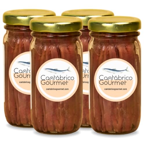 Anchoas de Santoña | Anchoas del Cantábrico en Aceite | 64-80 Filetes Artesanales Premium | Anchoa Gourmet (400gr) en tarro | Sabor Intenso Ligero en Sal | Elaborado por Casa Santoña