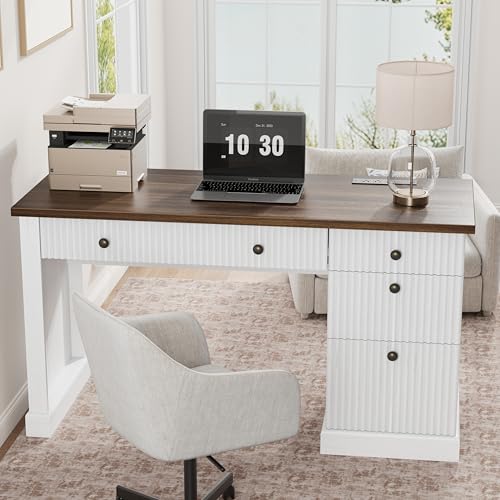 Garvee 54" Fluted Home Office Desk with File Drawer for Home Office - image 1
