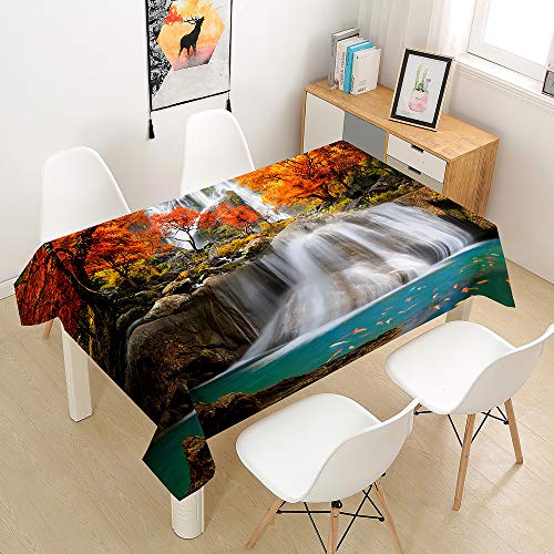 Nappe facile à nettoyer imperméable rectangulaire imprimé rivière 3D - 2
