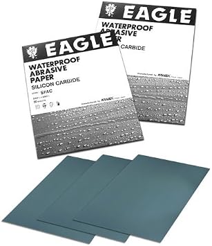 Eagle 9x11 Silicon Carbide Waterproof Sanding Sheets, Flexible Back, Grit P1500, 102-1500, 50 Sheets