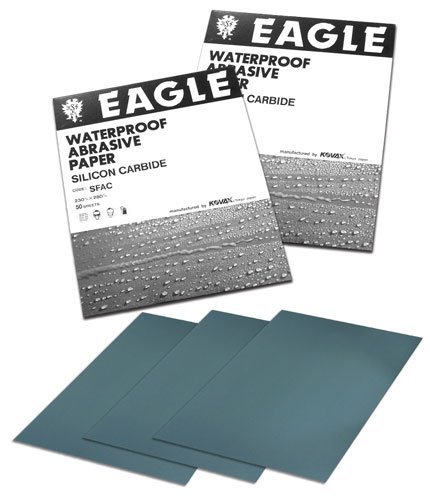 Eagle 9x11 Silicon Carbide Waterproof Sanding Sheets, Flexible Back, Grit P2000, 102-2000, 50 sheets