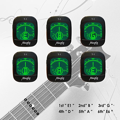 Mugig Clip-on Stimmgerät für Gitarre, Ukulele, Bass und Geige