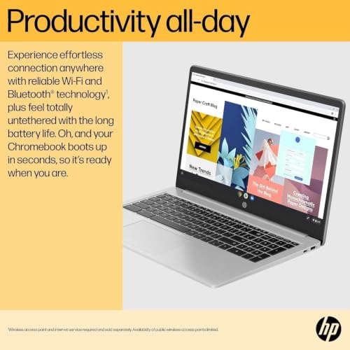 Image of HP Chromebook 15 Laptop (15.6 inch Anti-Glare, Intel N200(> i3-1115G4), 8GB DDR5 RAM, 64GB eMMC + 64GB SD Card, Numeric KB) Home & Students, Webcam w /Shutter, Wi-Fi, Chrome OS (Renewed)