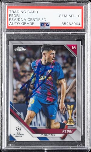 2021-22 Topps Chrome #89 Pedri Signed RC PSA GEM MT 10 Auto Grade - Autographed Soccer Cards
