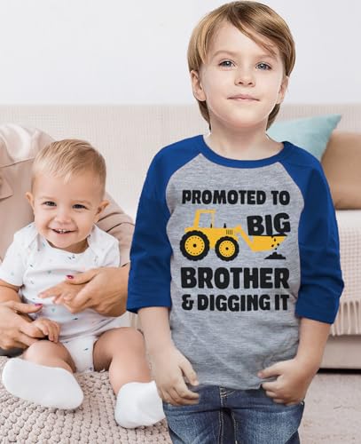 Tstars Promoted to Big Brother & Digging It Shirt Construction Bulldozer Sibling Toddler Kids Raglan T-Shirt2