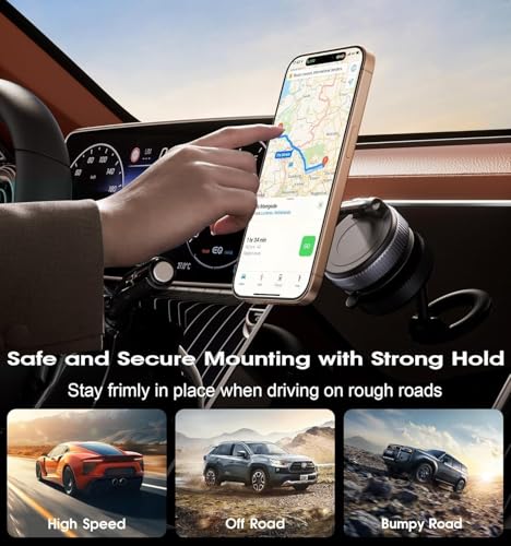 Image of CHO KU REI K007 Car Phone Mount, 360-Degree Adjustable Vacuum Suction, Magnetic Phone Holder with Adhesive Disc, Universal Fit for All Mobile Phones (Style 9)