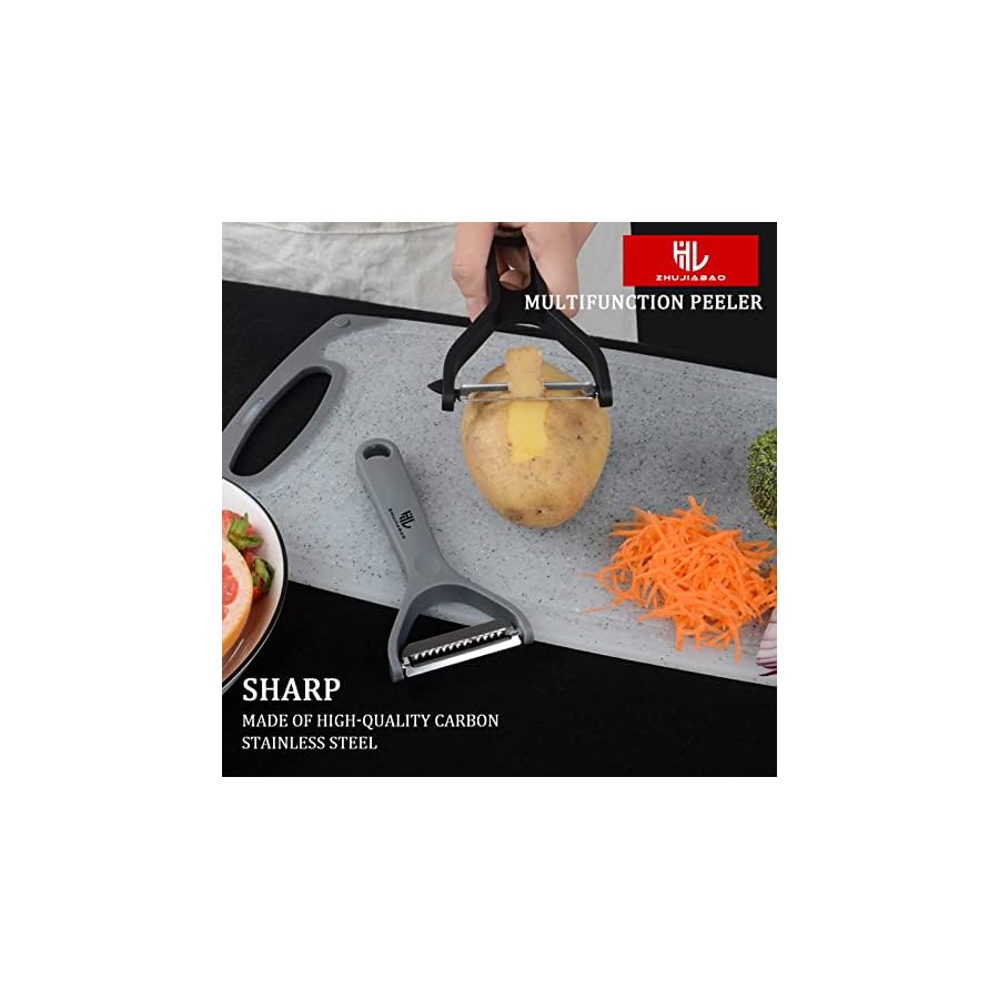 HL ZHUJIABAO Black Kitchen Knife Block Set with Cutting Board 15PCS Professional Sharp Chef Knife Set with Peeler & Scissor Cutlery Knives Set with Steak Knives as Gift