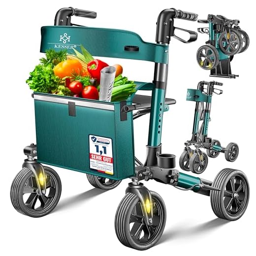 Stockhalter für Tisch, schwarz 4 KESSER Rollator Aluminium Set, Leichtgewicht-Reiserollator mit Vollausstattung, 3-fach faltbar für Kofferraum klappbar Reise und Flug, Höhe verstellbar, Gurt, Stockhalter Gehwagen Laufhilfe Gehhilfe