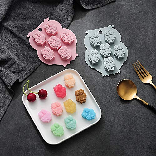2 Pack Mini Chocolate Mold Owl Shape Silicone Mold For Candy Gummy Jello Ice Cube Crayon Melt Biscuits, Cake Decoration Soap Molds Silicone Baking Mold Making Kit, Lovely & Fun For Kids #TOP2