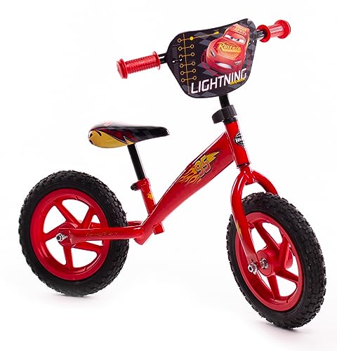 Huffy Disney Cars Balance Bike for Kids 3 - 5 Year Old Boy or Girl ft Lightning McQueen 12' Wheels Red, 60lbs (27kg) max.