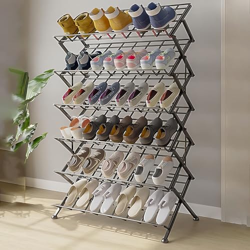 Zapatero de metal, organizador portátil plegable de pie, 3/4/5/6 niveles, ideal para pasillos y dormitorios, zapatero para espacios pequeños