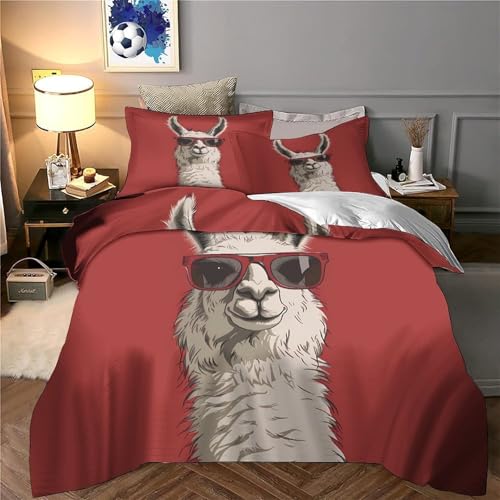 Parure de lit hypoallergique Lama Cool avec housse de couette imprimée 3D en microfibre - 6