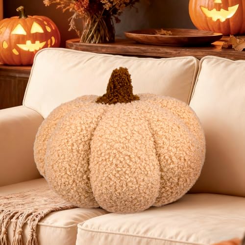 Halloween Kürbis Kissen, Halloween Deko Kürbis, Sofakissen Herbstdeko, 3D Kürbiskissen Herbst Dekoration Aesthetic, Pumpkin Pillows für Sofa, Bett, Wohnzimmer, 20 * 10CM