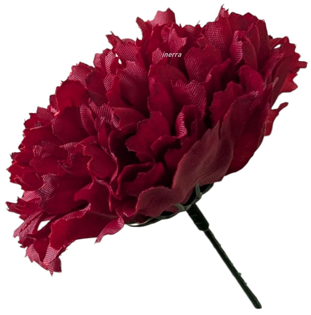 INERRA Carnation Picks - 50 Artificial Flowers for Floral Foam Tributes, Letters and Funeral Arrangements (Burgundy)