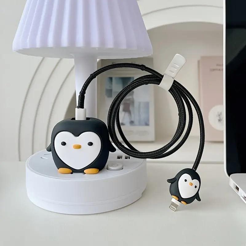 Image of Cable Protector with Protective Case for iPhone Charger18W & 20W Charger Cover|Full 3DProtection|Protection Sleeve Cord Saver for Cable & Adapter|360Protection Set of-1 (Penguin)