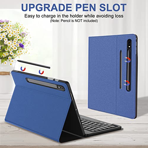 Faryodi Samsung S7 Fe Tablet Case With Keyboard 2022, Bluetooth 7 Colors Backlit Detachable Keyboard For Tab S7 Fe 2021/S8+ 2022/S7+ 2020, Slim Tpu Cover With S Pen Holder (Ink Blue) #TOP3