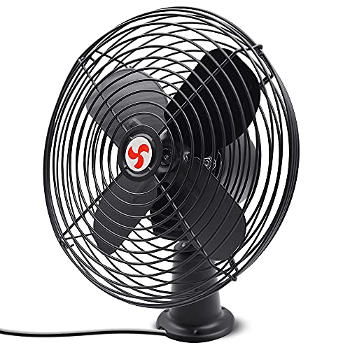 Homdec 12V Rv Cooling Fan With 2-Speed Switch, 8.75-Inch Heavy Duty Black Metal Fan, 12Volts Car Fan, Use For Auto, Truck, Rv, Car, Boat, And Buses #TOP7