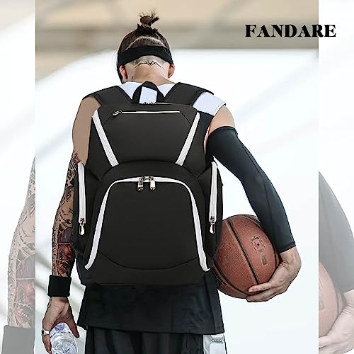 FANDARE Basketball Backpack Large Sports Bag with Separate Ball Holder Men Women School Bag for Basketball Soccer, Volleyball - Image 2