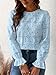 CUPSHE Women Eyelet Long Sleeve Tops Shirts Dressy Hollow Out Crochet Lace Embroidered Blouses 2025 Fashion Top Blue M