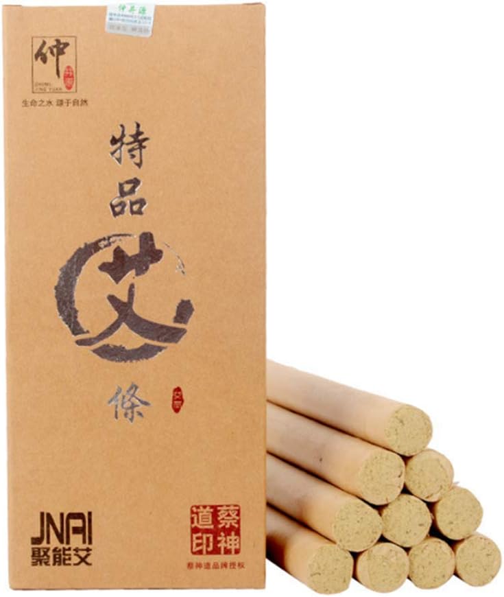 Pure Natural Moxibustion Moxa Sticks, Pure Moxa Rolls 100% Wild Wormwood for Moxibustion 艾灸艾草艾条（10 per Box）