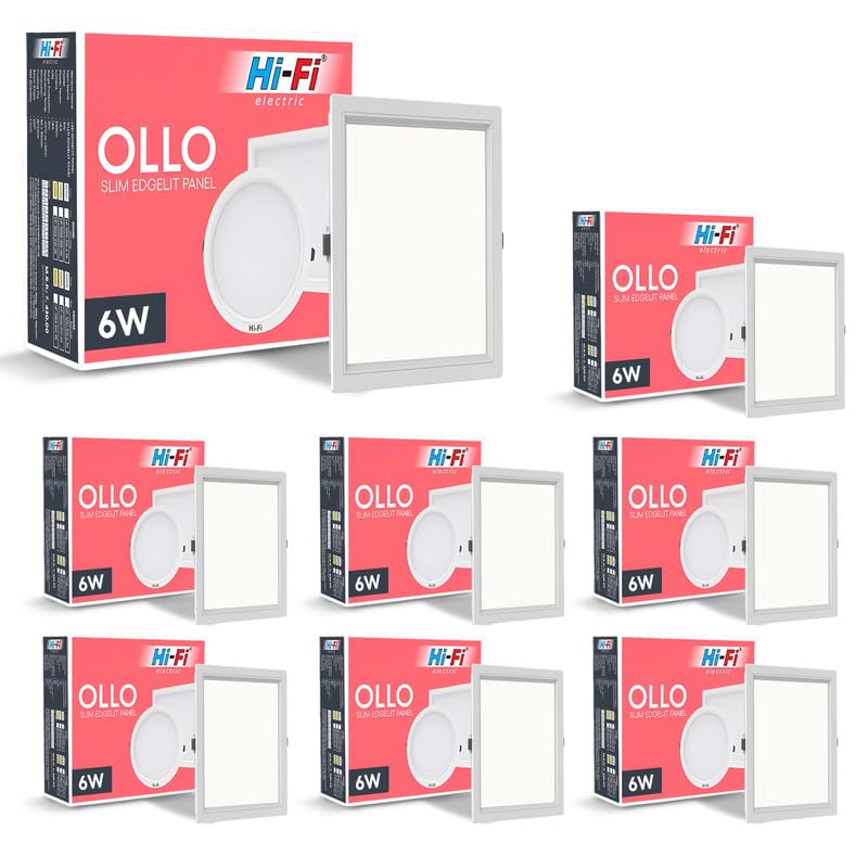 Image of Hi-Fi OLLO Polycarbonate 6-Watt Square Led Downlighter| Recessed Led Downlight|Led Ceiling Light for Home and Hall|Cut Out: 68 mm, Color: Natural White (4000K) Pack of 8