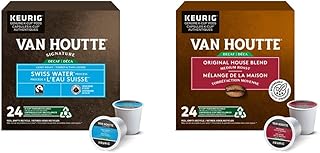 Van Houtte Swiss Water Decaf Fair Trade Organic K-Cup Coffee Pods, 24 Count For Keurig Coffee Makers & Original House Decaf K-Cup Coffee Pods, 24 Count For Keurig Coffee Makers