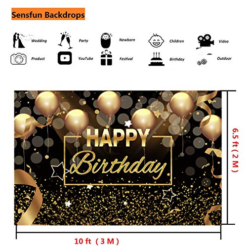 Fondo Negro y Dorado Sensfun para Fiesta de Cumpleaños 10x6.5ft miniatura 4