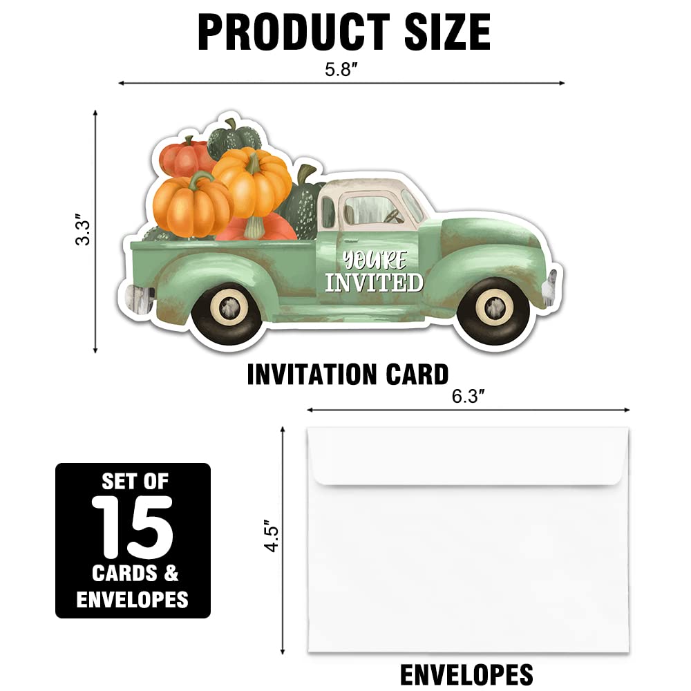 15 Cartes D'invitation Halloween + Enveloppes - Motif Citrouille, Pour Fête Anniversaire