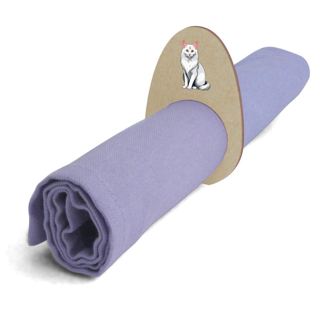 Azeeda 5 x 'Turkish Angora Cat' Wooden Napkin Rings/Holders (NR00074444)
