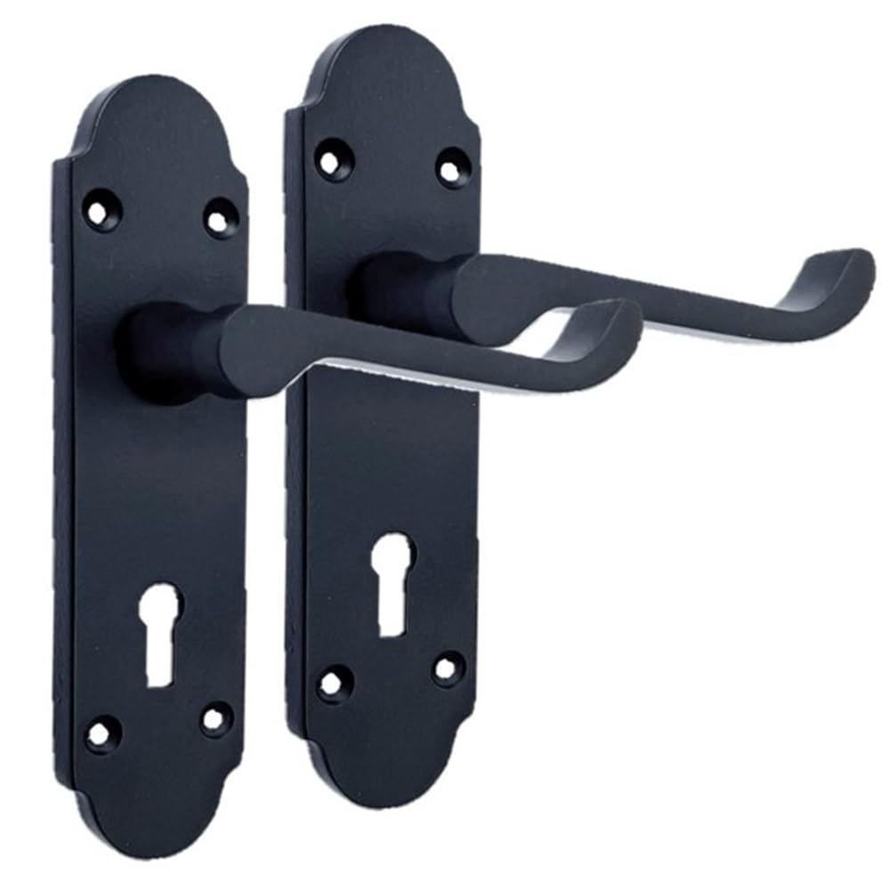 Epsom Door Handle - Matt Black Internal Bathroom Door Handles - Door Handles Internal Sets, Matt Black Door Handle Set for Internal Doors, Door Handle in Matt Black, 170mm x 42mm