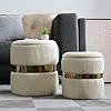 Round velvet ottoman with storage set of 2 cream velvet storage ottoman for living room gold ottoman with storage upholstered white velvet vanity stoolwhite  urban country home decor
