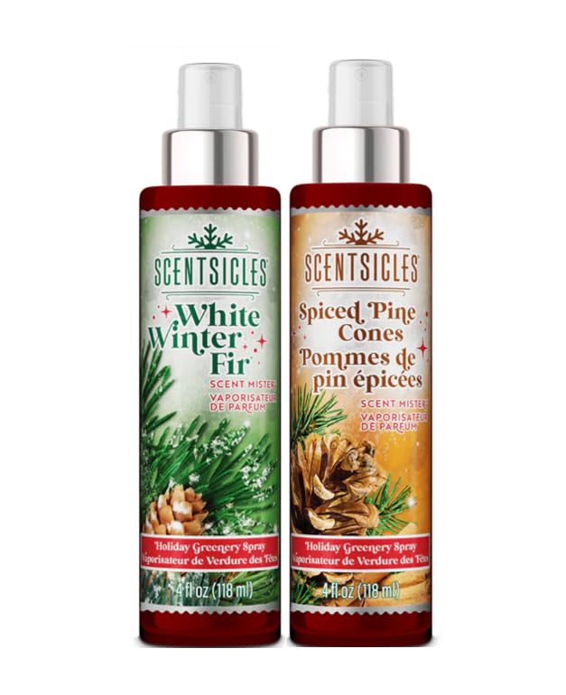 Scentsicles Scent Mister White Winter Fir and Spiced Pine Cones - 2 Pack of Spray Bottles (4 Oz Each)