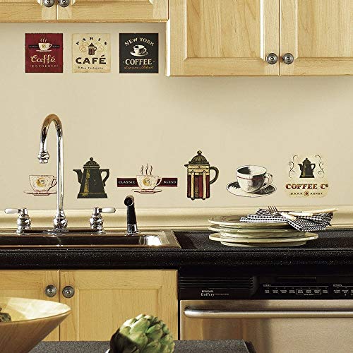 RoomMates RMK1254SCS Coffee House Peel and Stick Wall Decals 10 inch x 18 inch by RoomMates - Used condition - US$8.34