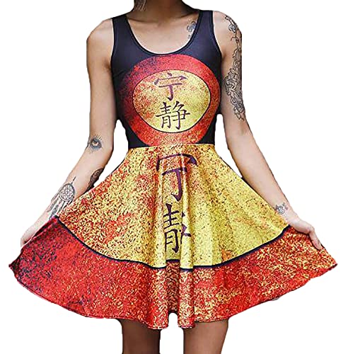 Image of Sister Amy Printed Elastic Sleeveless Shaping Breathable Camisole Skater Dress