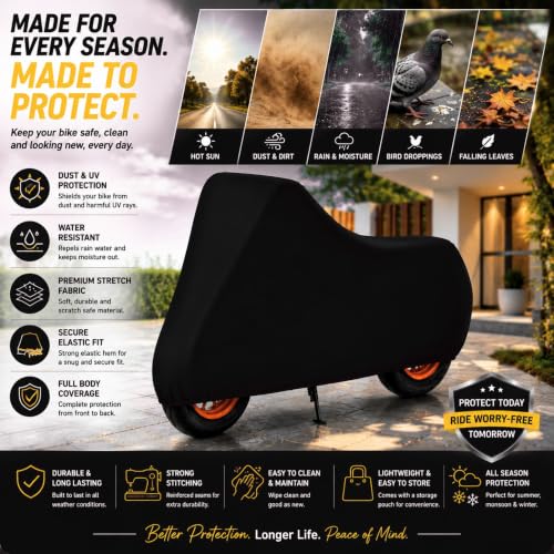 Image of Powerfull Scooty Body Cover for 450X Dustproof Scratchproof - 100% Waterproof 450X Cover for Two Wheeler, Outdoor Full Motorcycle Cover with UV, Duty, Rain Protection - Black