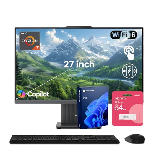 Lenovo IdeaCentre �v���~�A�� �I�[���C������ PC 27�C���` FHD 100Hz �f�B�X�v���C AMD Ryzen 7 8845HS 16GB DDR5 RAM 1TB SSD Wi-Fi 6 Win11 Pro ���C�����X KB & 