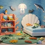 JOKFEICE 36 sztuk małych figurek morskich zwierząt oceanicznych – realistyczny zestaw zabawek z motywem życia morskiego z rekinami, wielorybami, delfinami i innymi – edukacyjne zabawki do kąpieli