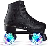 Li&Aimi Roller Roller Kinder Mädchen mit Glitzer Doppelreihe Schlittschuhe Erwachsene Rollender Schuhe Roller Figur Quad Skates,A,38