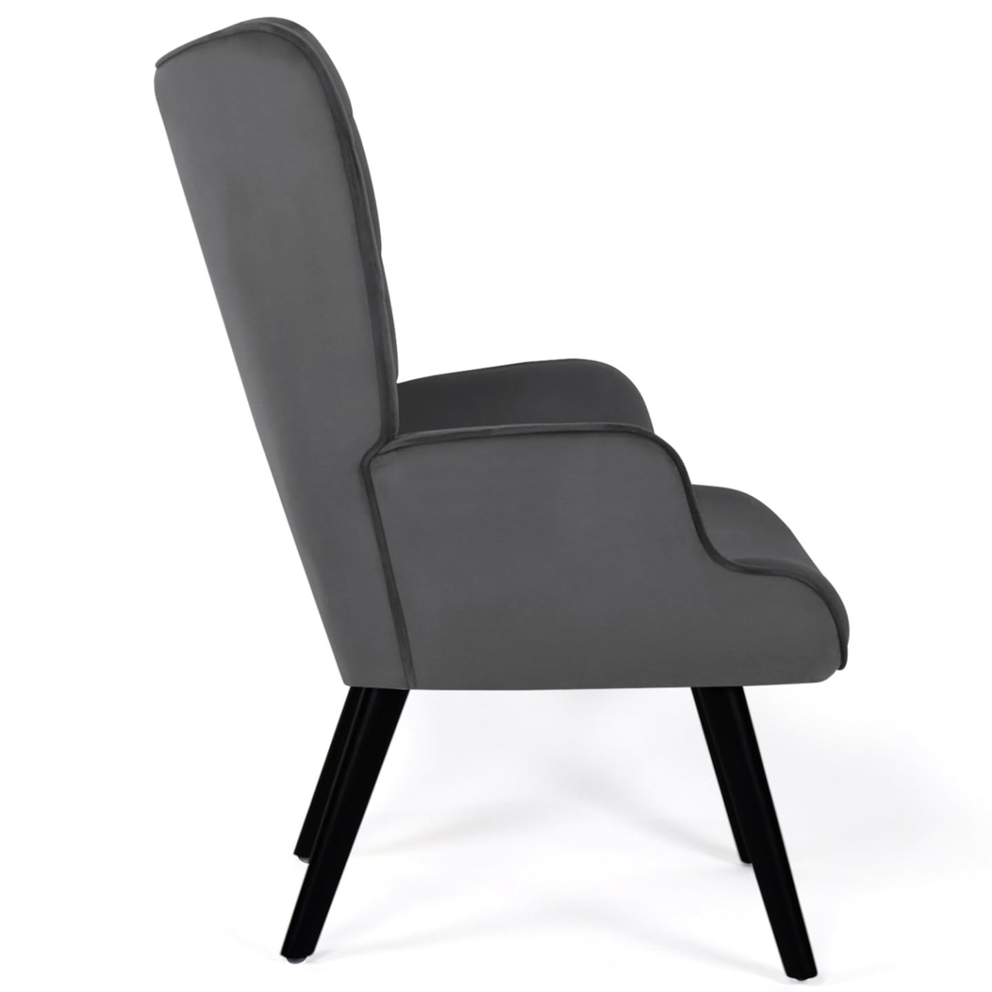 IDMarket - Sillón escandinavo ANIA en terciopelo gris