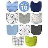 Neat Solutions 10 Pack Water Resistant Bib Set Blue/Grey Assorted