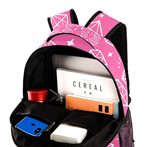 Sac à dos rose diamant pour campus et loisirs avec porte-bouteille pratique - 4