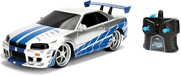 Jada Fast and Furious Remote Control Car - Nissan Skyline GTR, 1:16 Scale, High Speed and Performance, Fast & Furious RC Car Model 206007
