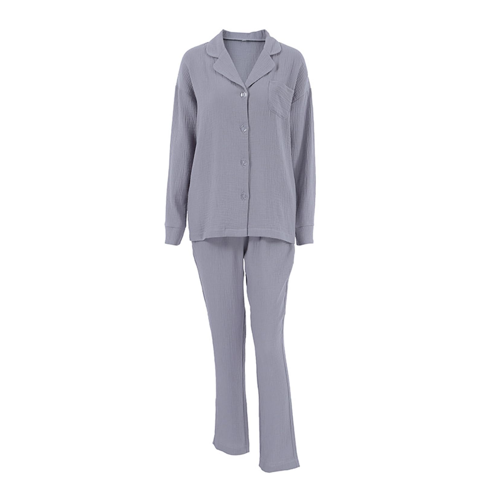 Piżama damska z długim rękawem, 2-częściowy zestaw bielizny nocnej Soft Loungewear Ladies Pjs Set with Pockets