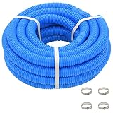 Manguera de piscina con abrazaderas, LAPOOH Manguera Limpiafondos Piscina, Manguera Depuradora, Tubo Depuradora Piscina, azul 38 mm 12 m