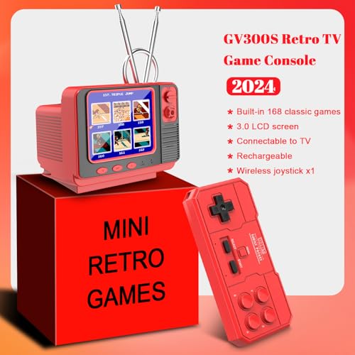 EASEGMER Retro Handheld Game Console - 168 Classic Games | 3.0\" Screen | 2-Player Mode | AV Projection | Rechargeable & Portable Design, Ideal Educational Toy for Kids Ages 4-12 (Red)
