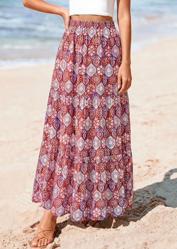 Image of KIRUNDO Maxi Skirts for Women Summer Boho Floral Long Skirt