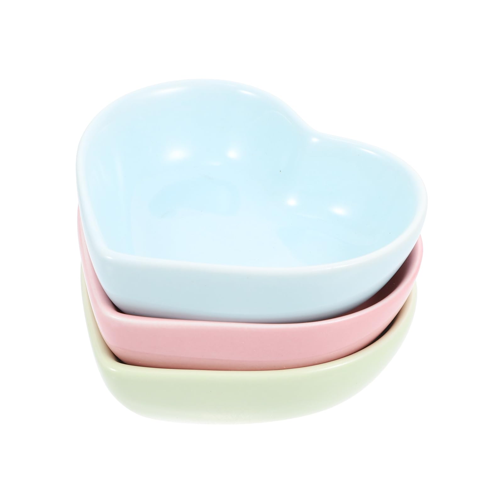 POPETPOP 3Pcs Hamster Food Bowl, Ceramic, Heart-Shaped Pet Feeder, Sufficient Quantity, Compact Size, Wide Application