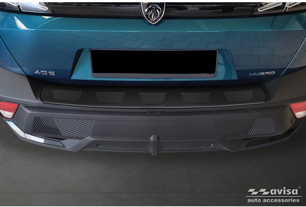 Avisa Matte Black Stainless Steel Rear Bumper Protector Compatible with Peugeot 408 II Fastback 2023-