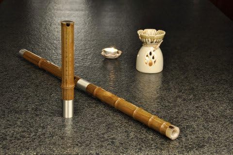 Concert Level Green Sandalwood Flute Xiao Instrument Chinese Shakuhachi 3 Sections